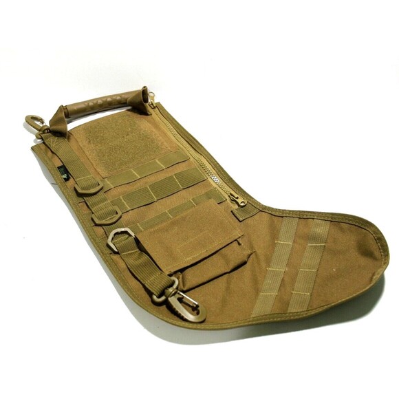 Military Tan Tactical Pack Christmas Stocking Style Ornament Ruckup Clips Pocket - Picture 1 of 6